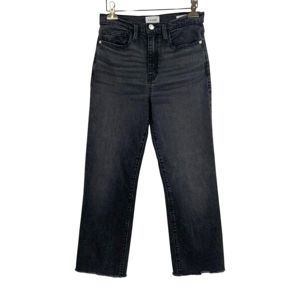 Frame Denim Denim - Frame Denim Le Jane Crop Raw Hem Straight Leg Jean Obsidian Women's Size 26